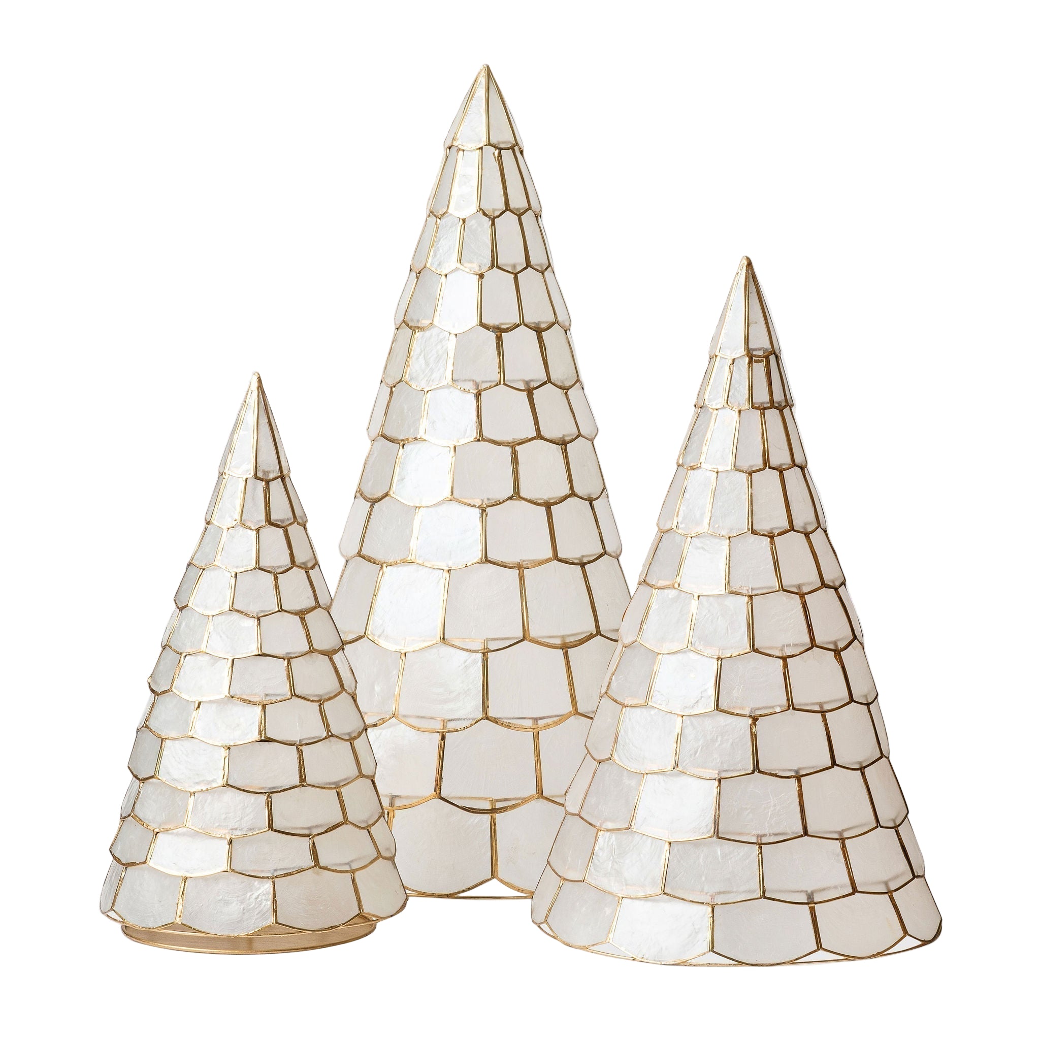 Capiz White Christmas Trees (Set of 3)