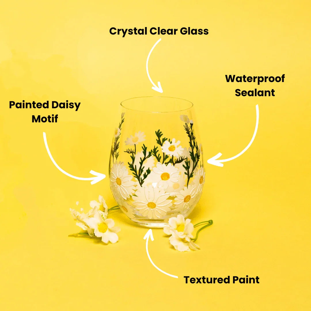 Daisy Painted Stemless Glasses - The Mayfair Hall