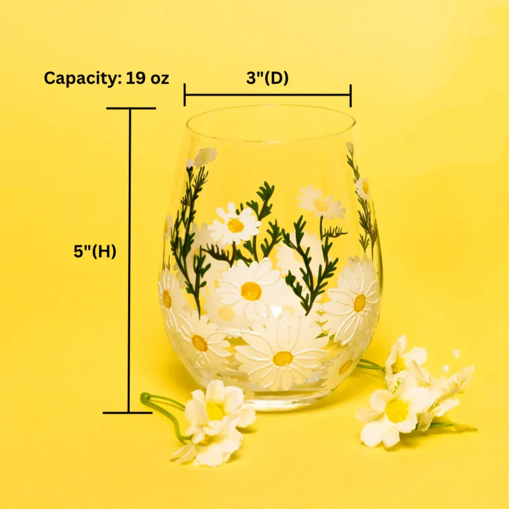 Daisy Painted Stemless Glasses - The Mayfair Hall