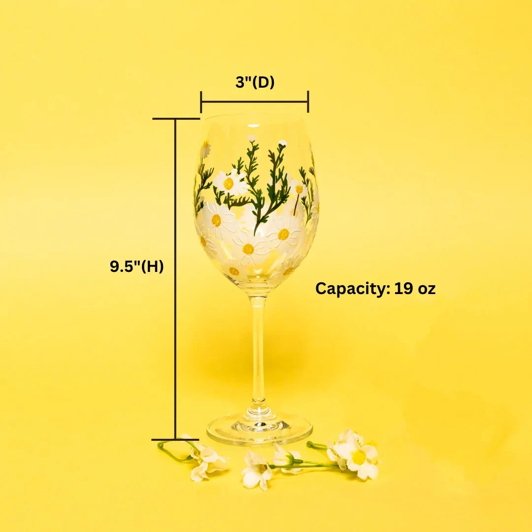 Painted Daisy Wine Glasses - The Mayfair Hall