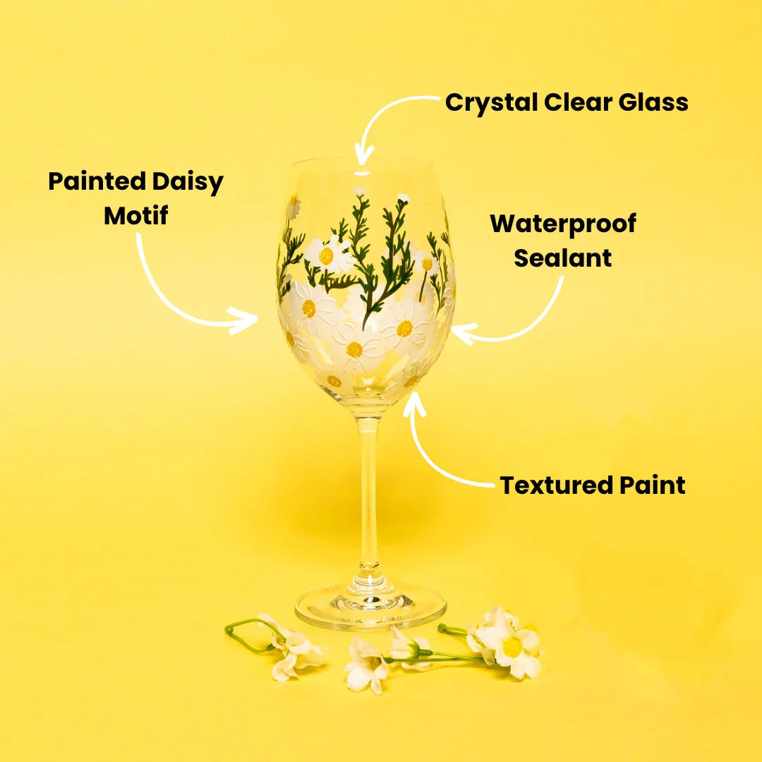 Painted Daisy Wine Glasses - The Mayfair Hall