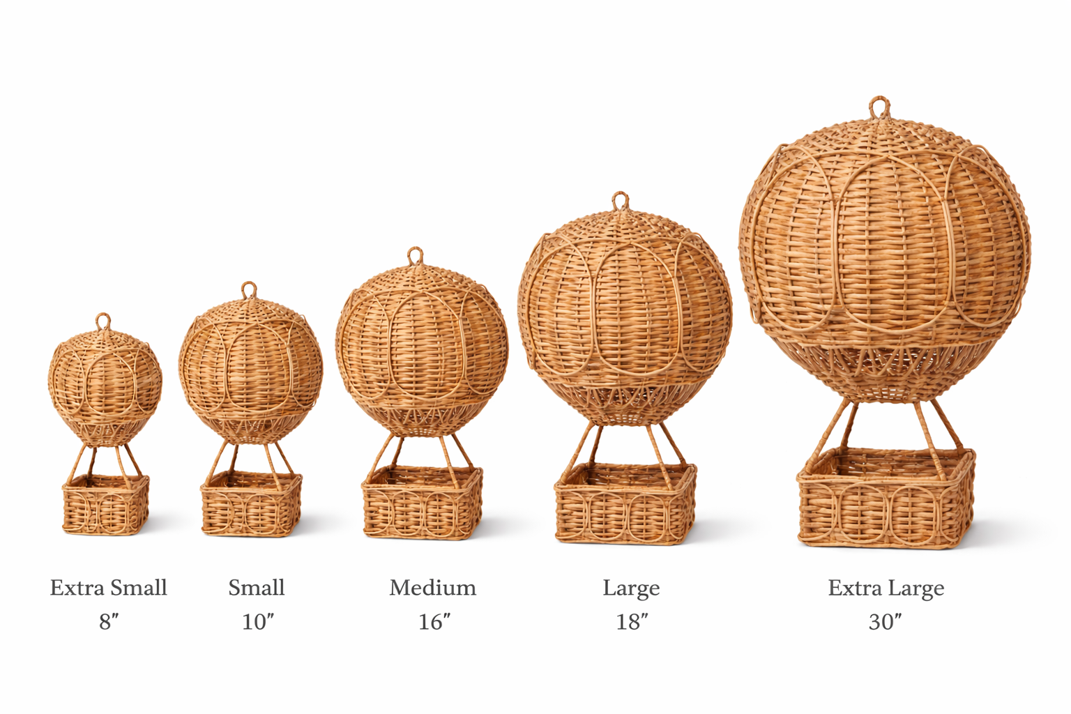 Natural Wicker Hot Air Balloon (5 Sizes)