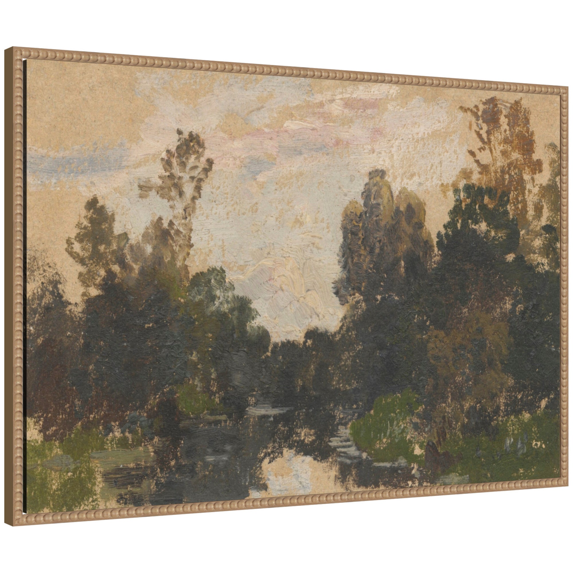 Landscape by the River Barycz by Adolf Dressler by Nostalgia Prints Framed Canvas Wall Art Print
