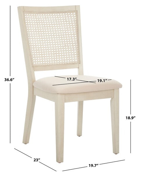 Margo Dining Chair in Whitewashed with Beige Cushion
