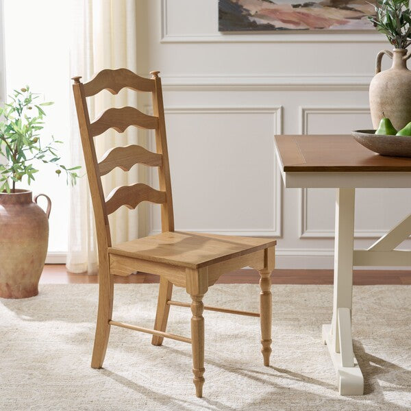 Rasia Wooden Side Chair in Light Oak with Ladder Back
