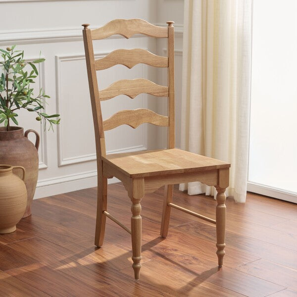 Rasia Wooden Side Chair in Light Oak with Ladder Back