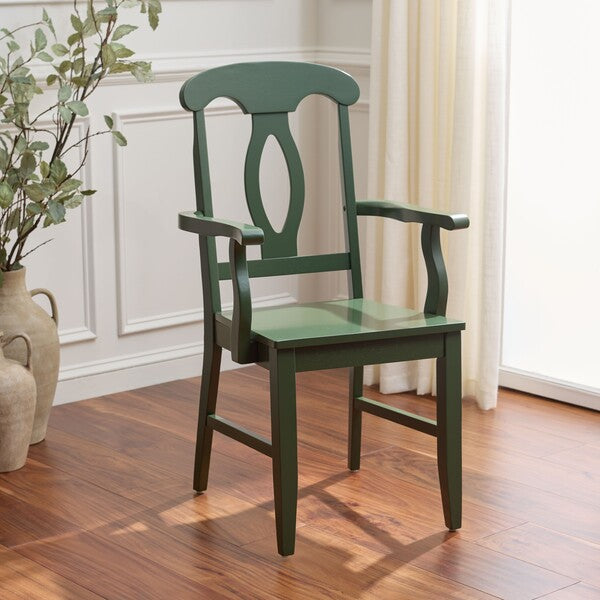 Hannelore Wooden Arm Chair in Dark Green