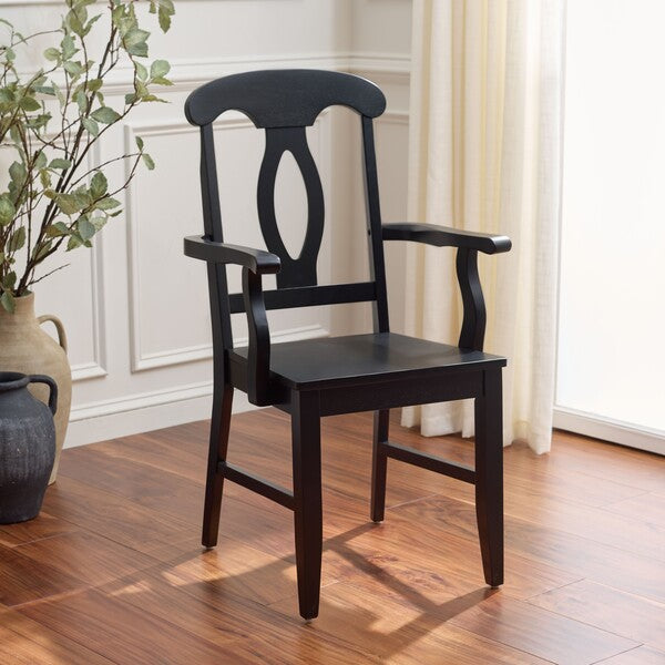 Hannelore Wooden Arm Chair in Black
