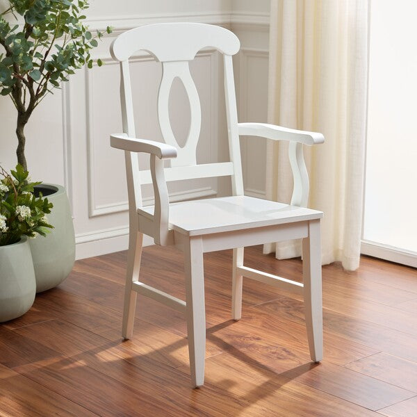 Hannelore Wooden Arm Chair in White