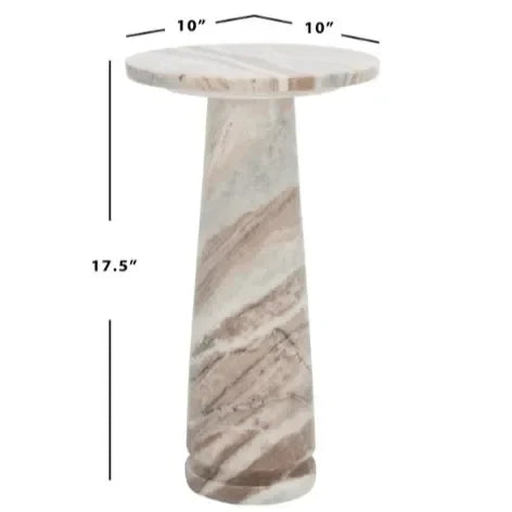Valentia Marble Accent Table in White/Brown - The Mayfair Hall