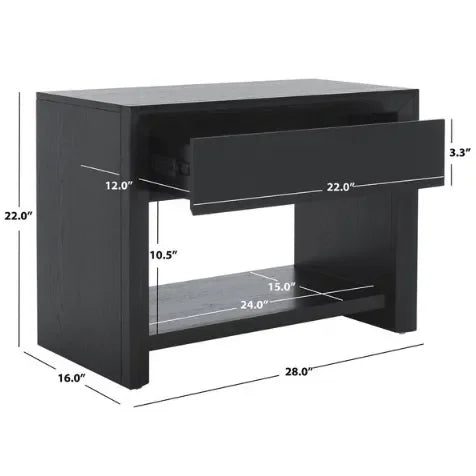 Darnell Rubberwood Nightstand in Black - The Mayfair Hall