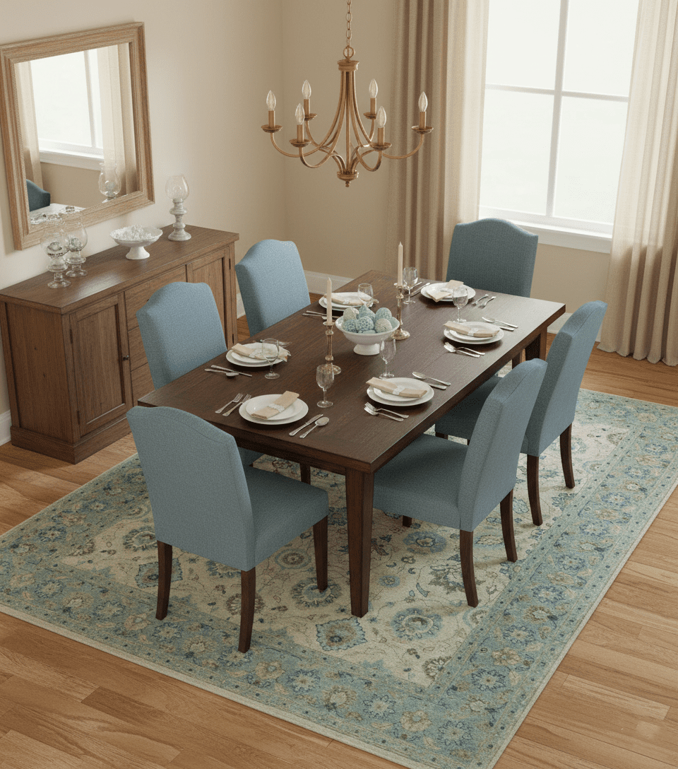 Distressed traditional Design Blue And Beige Hand Knotted 8x10 Wool Area Rug