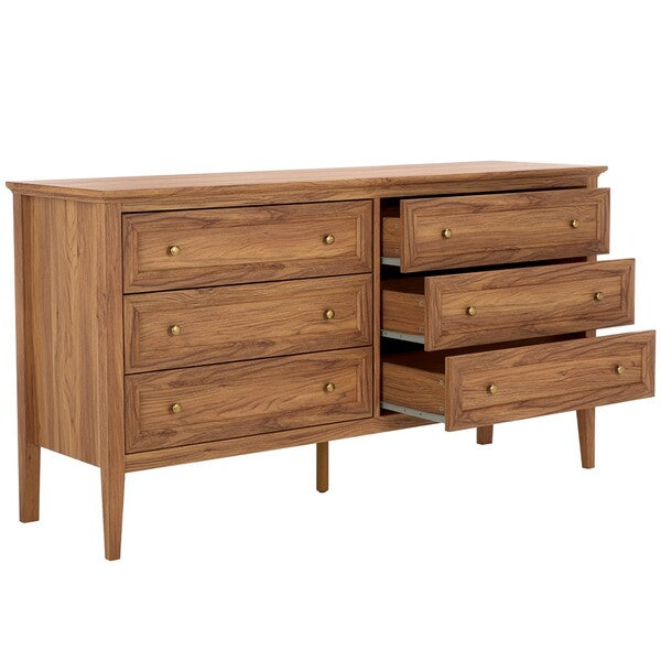 Sondra 6 Drawer Dresser in Oak