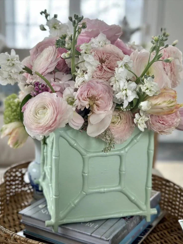 Bamboo Box Planter in Mint Green - The Mayfair Hall