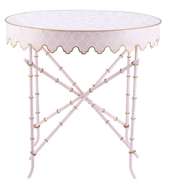 Pale Pink Scalloped Hand Painted Table - The Mayfair Hall