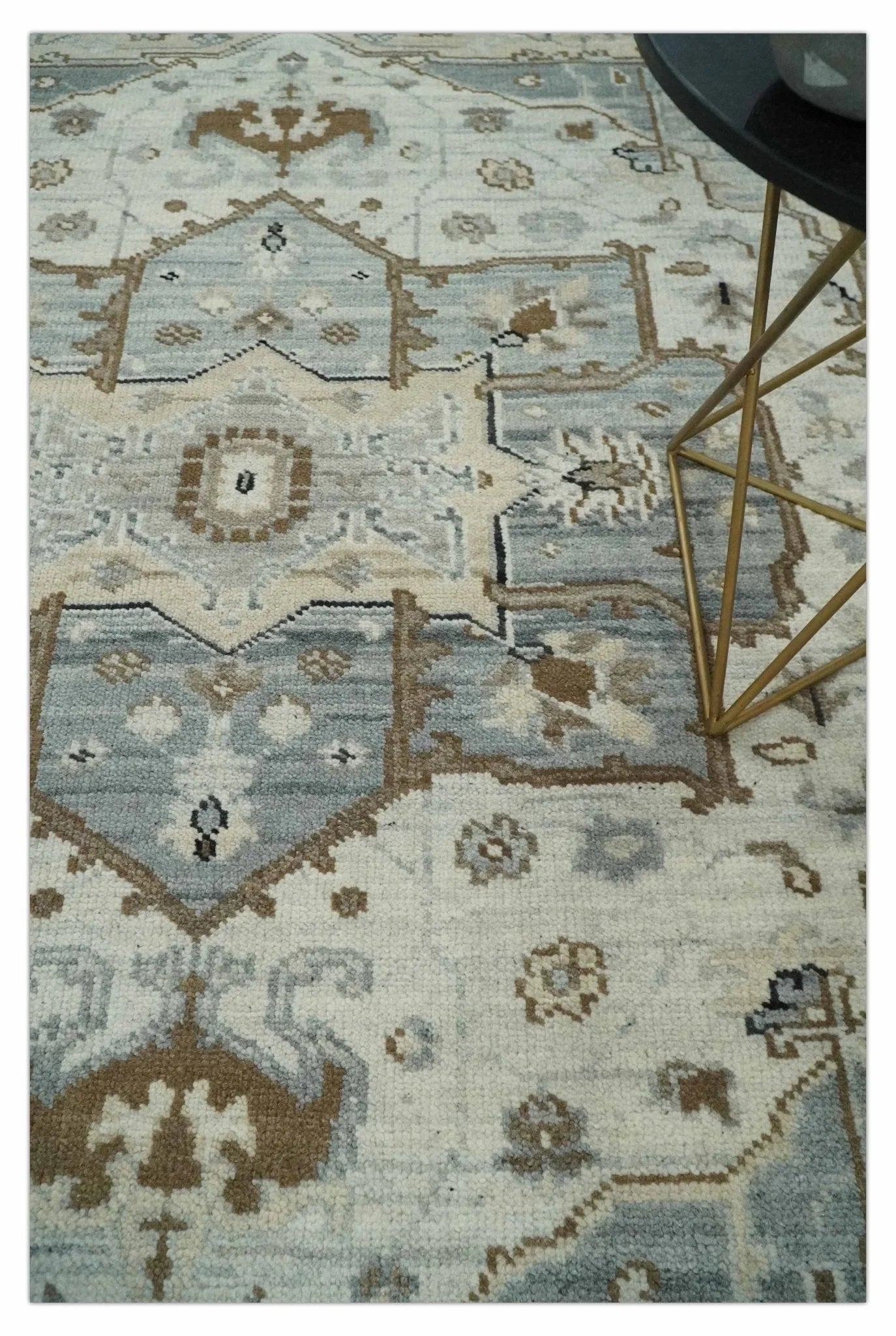 Earthy Neutral Custom Made Ivory, Beige and Silver Traditional Hand Knotted Wool Area Rug - The Rug Decor