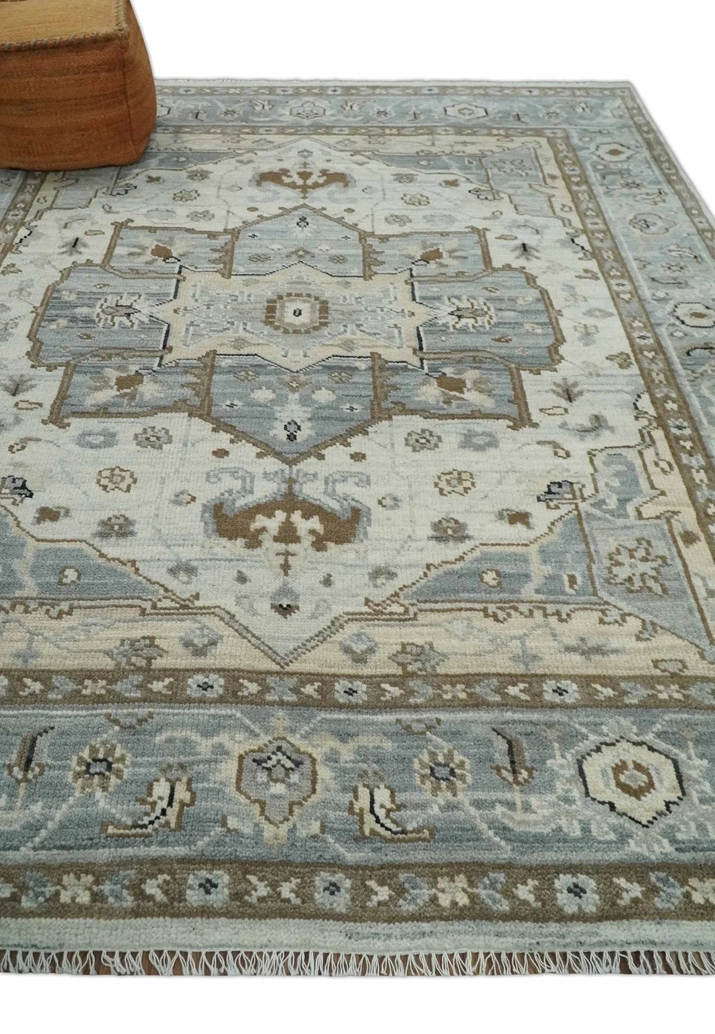 Earthy Neutral Custom Made Ivory, Beige and Silver Traditional Hand Knotted Wool Area Rug - The Rug Decor