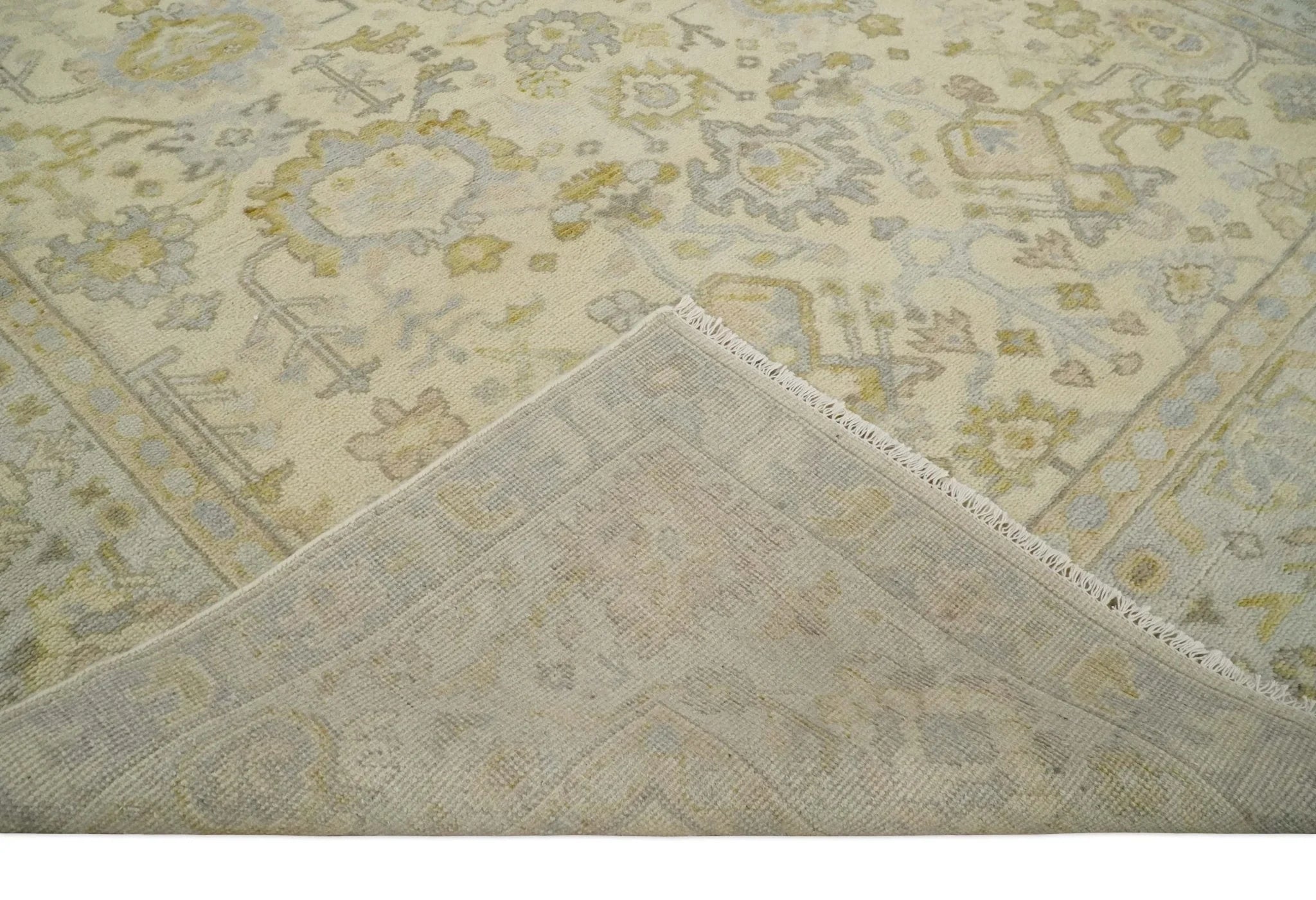 Earthy Neutral Traditional Beige and Silver Antique Style Hand knotted Wool Area Rug, Kids, Living Room and Bedroom Rug - The Rug Decor