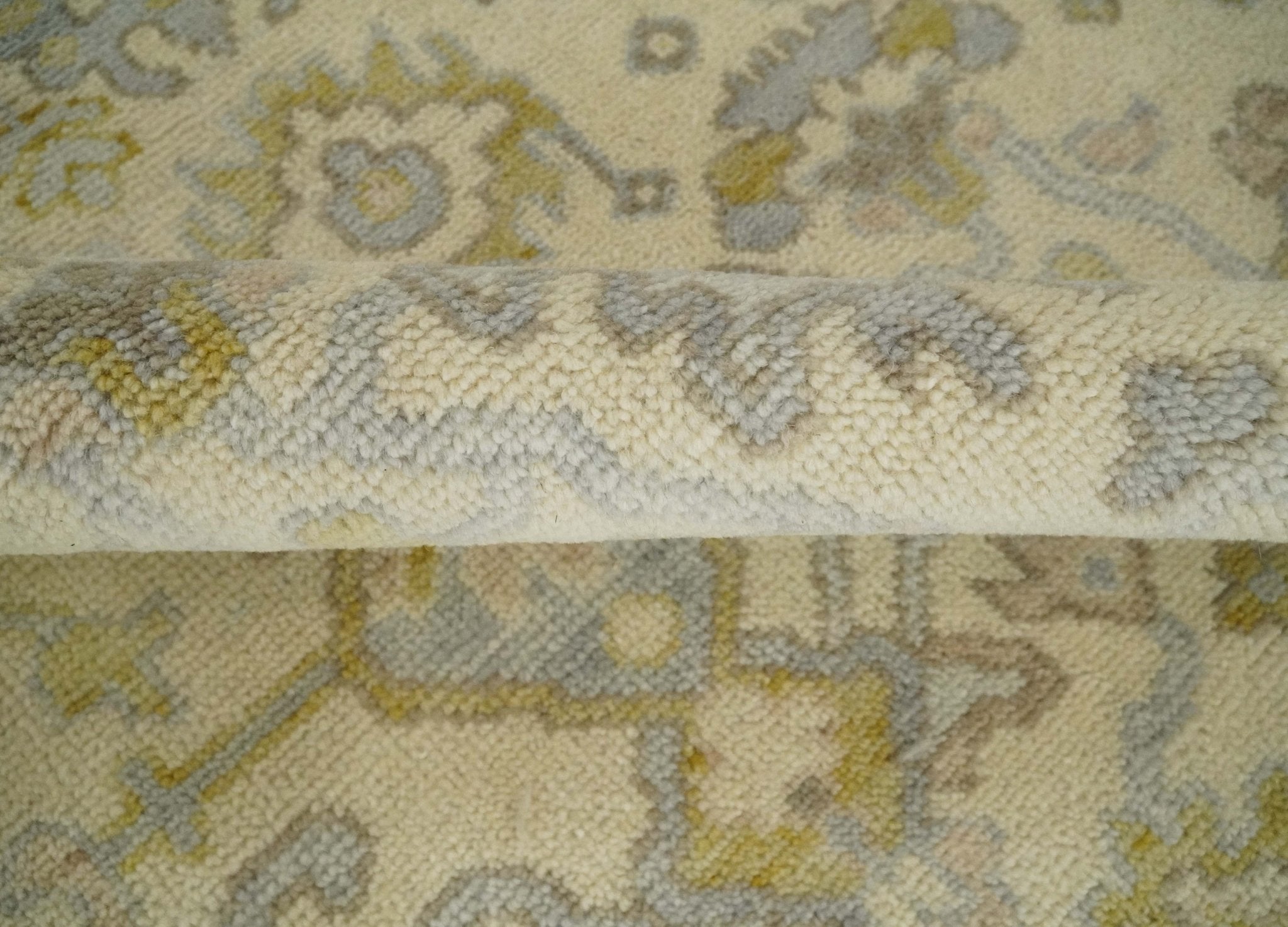 Earthy Neutral Traditional Beige and Silver Antique Style Hand knotted Wool Area Rug, Kids, Living Room and Bedroom Rug