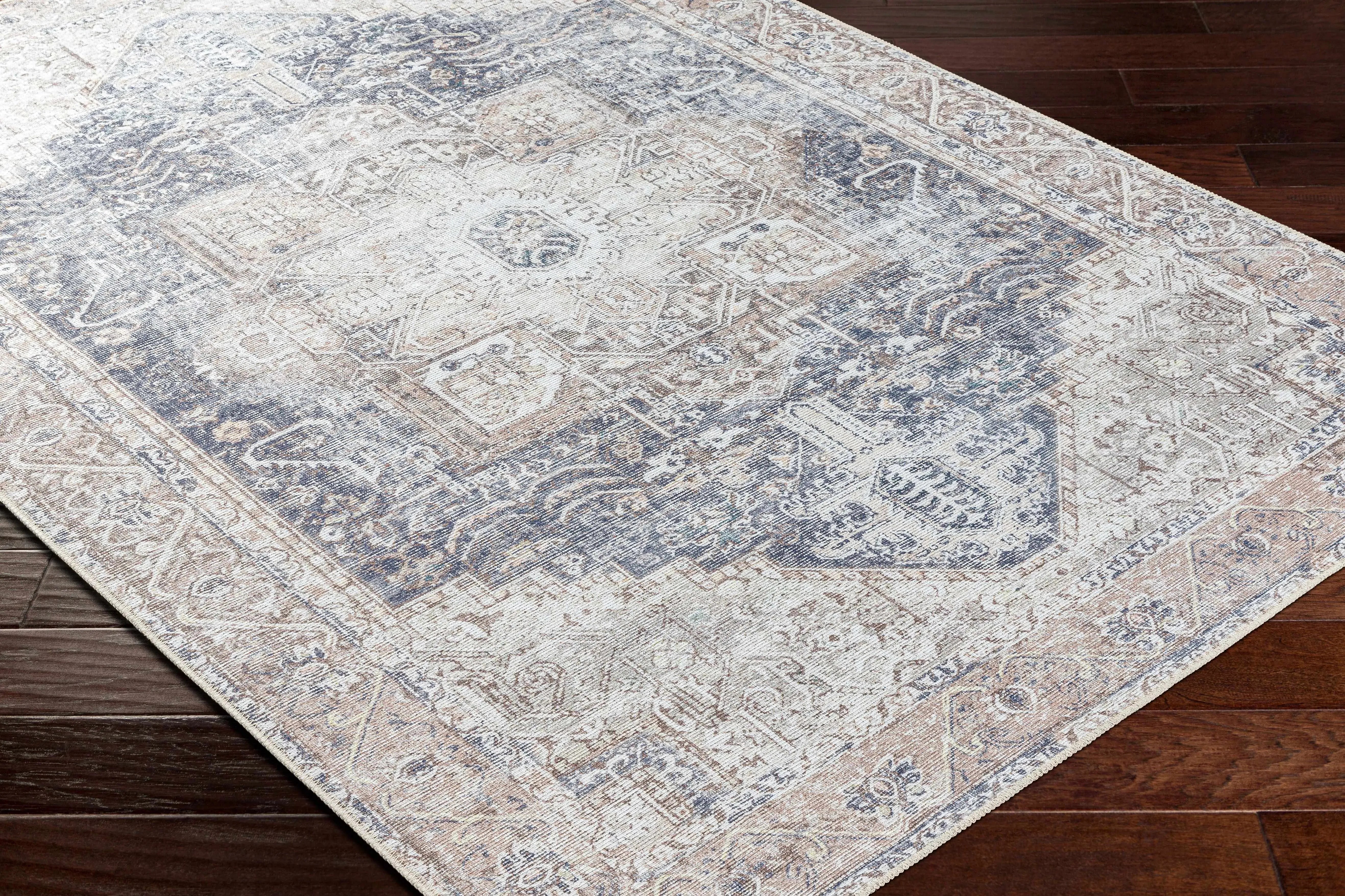 Beige Rosman Washable Area Rug - The Mayfair Hall