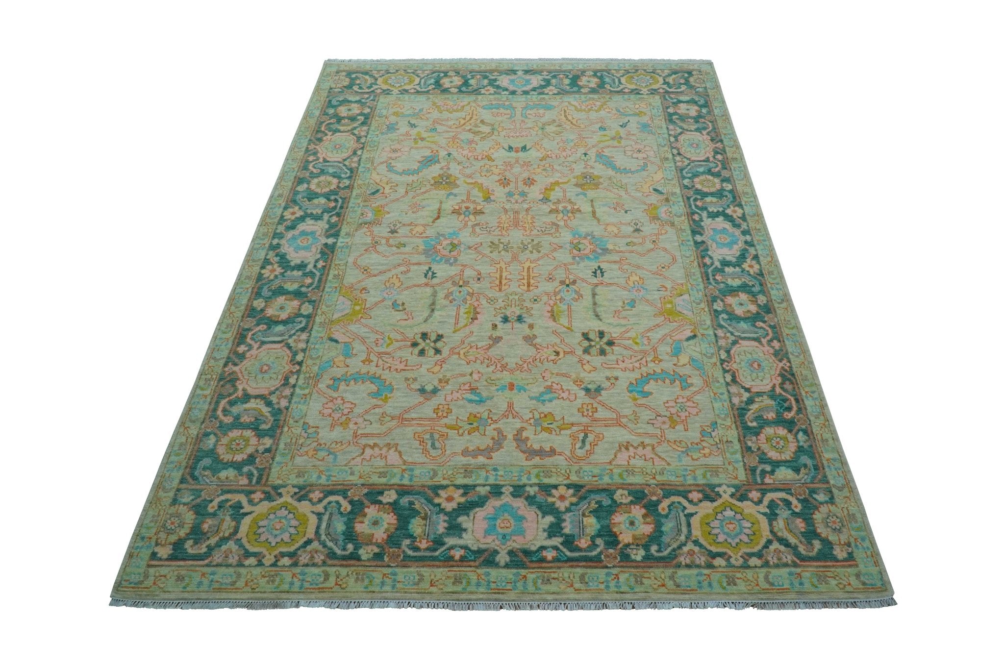 Elaine Custom Made Beige Traditional Design Hand Knotted Wool Rug