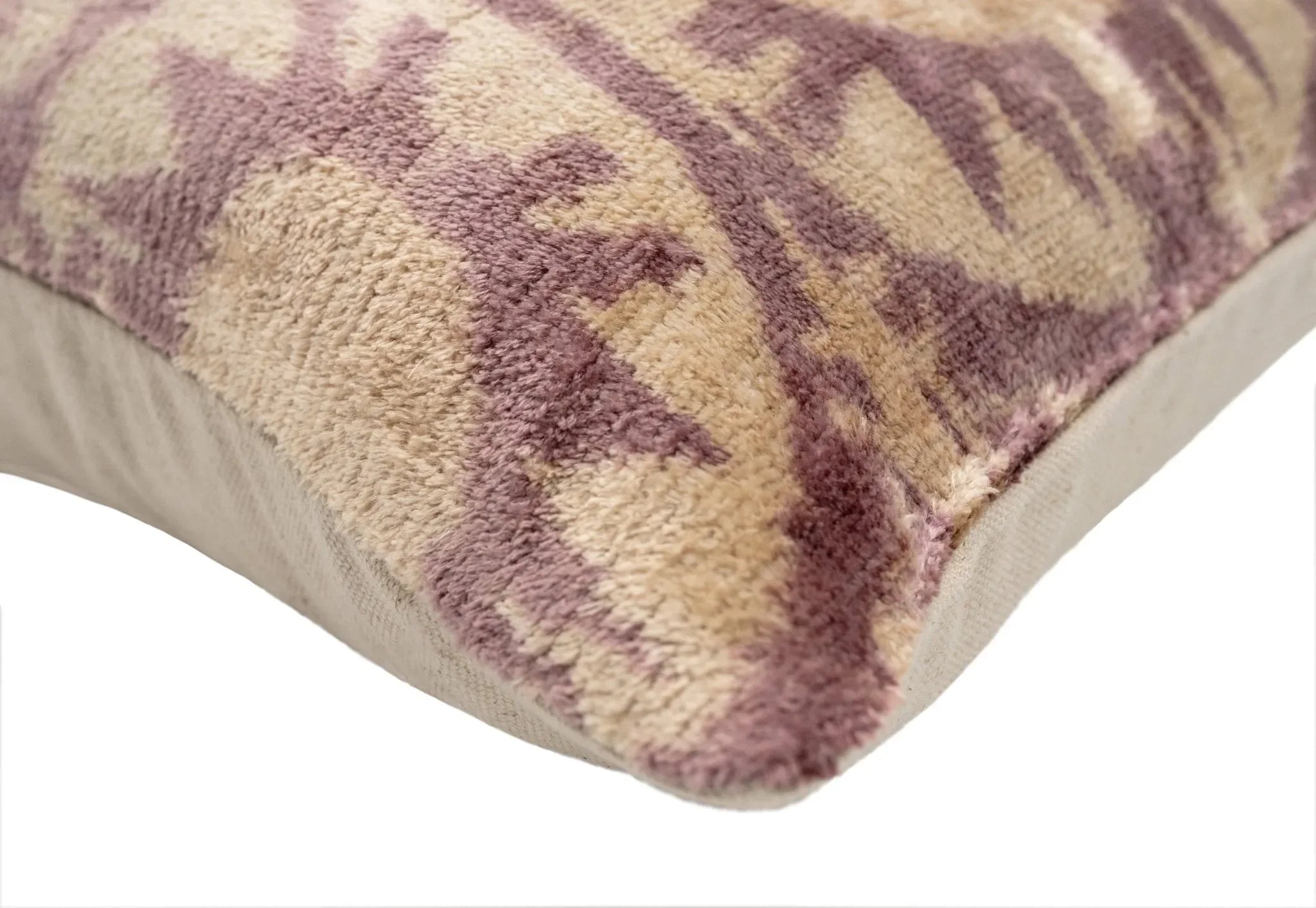 Elegant 16x24 Handmade Ikat Silk Velvet Pillow with Premium Down Feather Insert by Canvello โ Soft Blush and Cream Tones - The Mayfair Hall