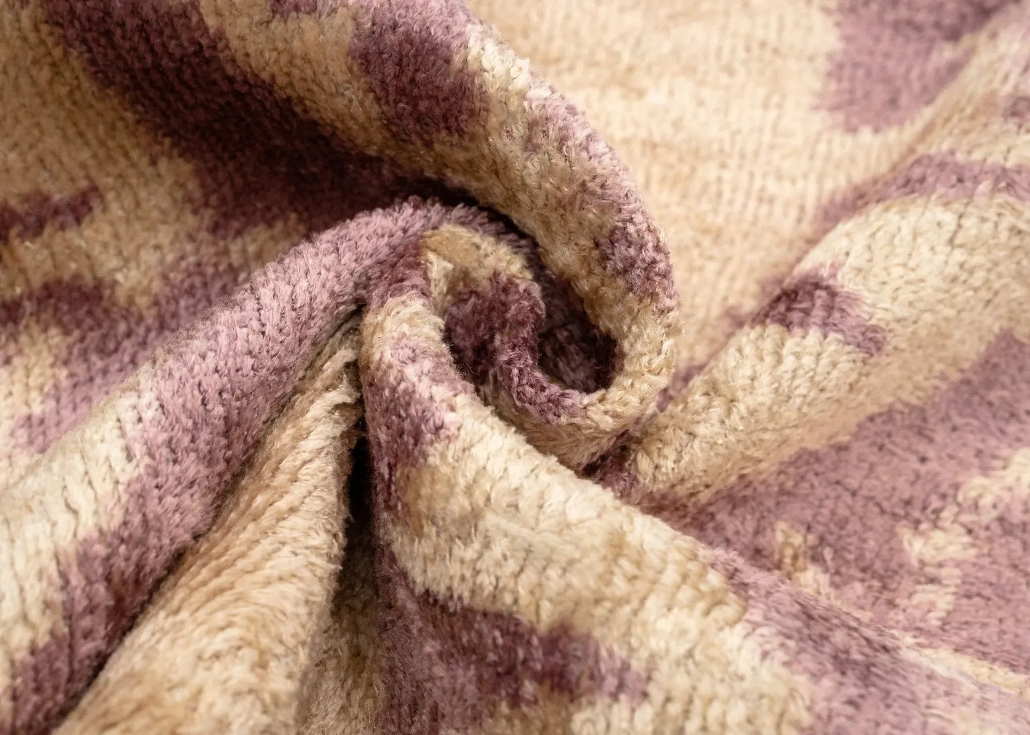 Elegant 16x24 Handmade Ikat Silk Velvet Pillow with Premium Down Feather Insert by Canvello – Soft Blush and Cream Tones - The Mayfair Hall