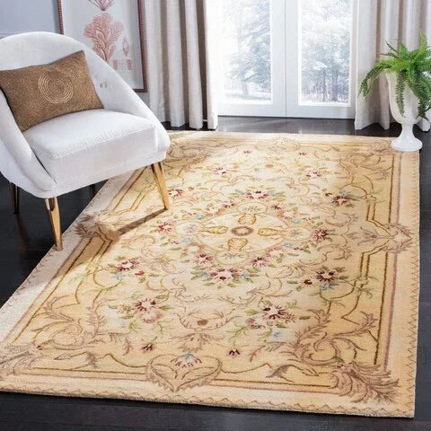 Empire Wool Rug in Beige and Light Gold - The Mayfair Hall