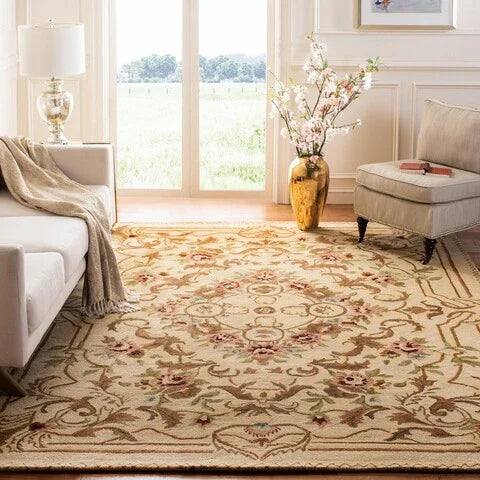 Empire Wool Rug in Beige and Light Gold - The Mayfair Hall