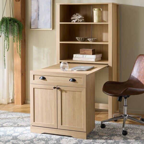 Vero Bookcase in Natural with Fold Desk & Cabinet