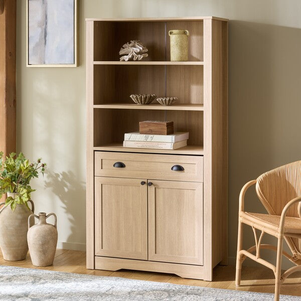 Vero Bookcase in Natural with Fold Desk & Cabinet