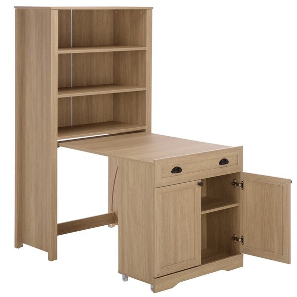 Vero Bookcase in Natural with Fold Desk & Cabinet