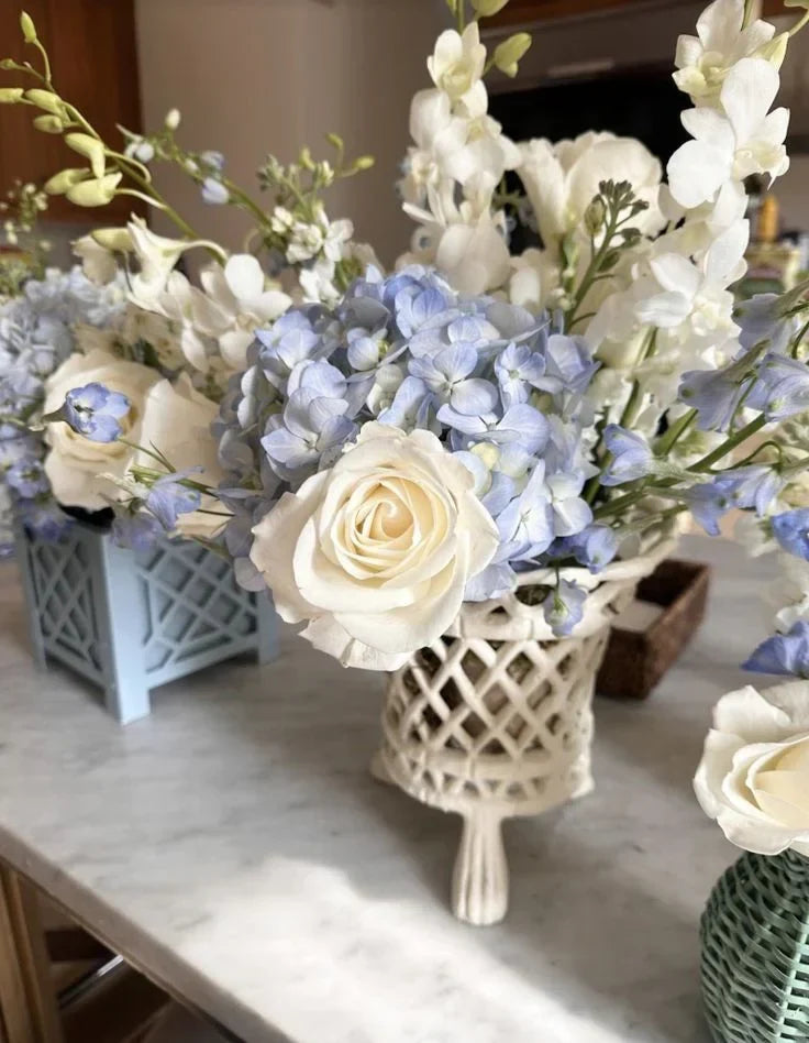 White Lattice Lattice Footed Planter - The Mayfair Hall