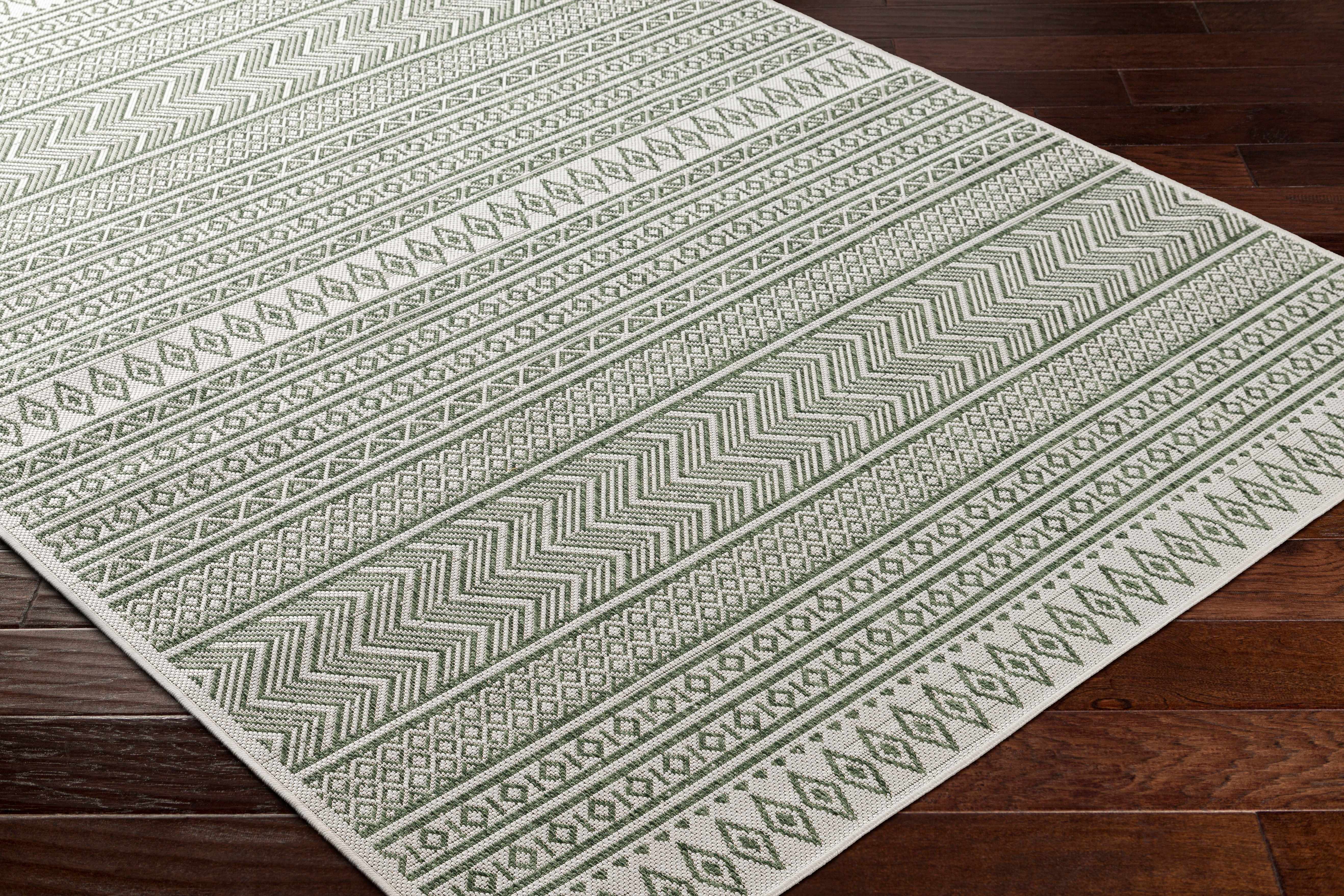 Madras Natural Gray Green All Over Performance Outdoor Area Rug