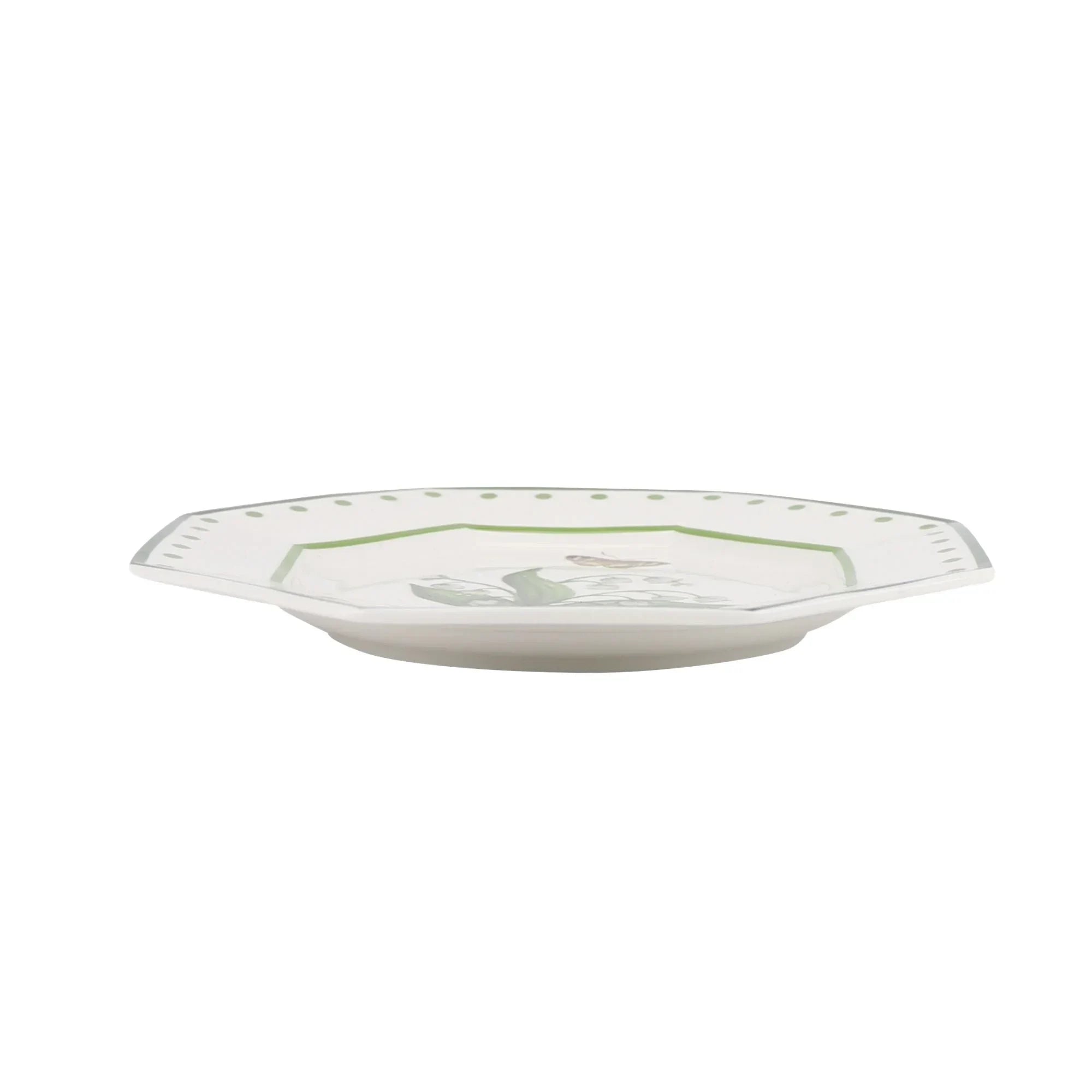 LILY OF THE VALLEY and Butterfly GREEN AND WHITE SALAD PLATE - The Mayfair Hall