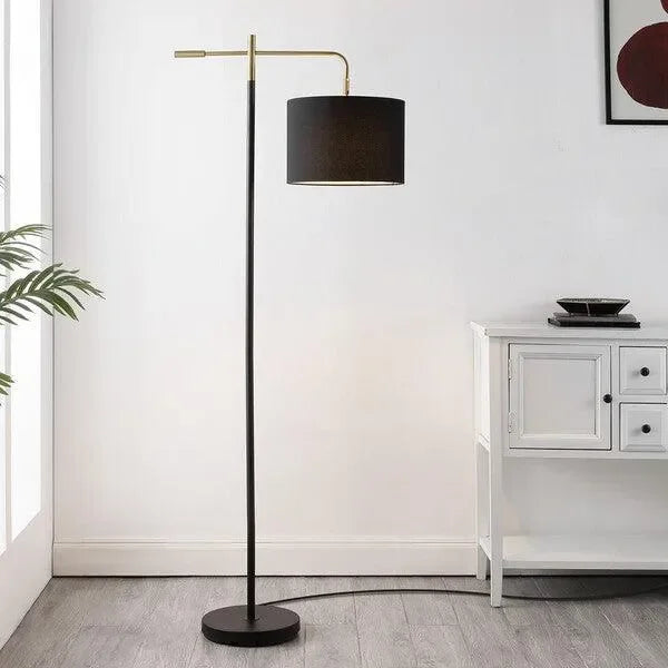 Thera Cotton Floor Lamp in Black with Adjustable Shade - The Mayfair Hall