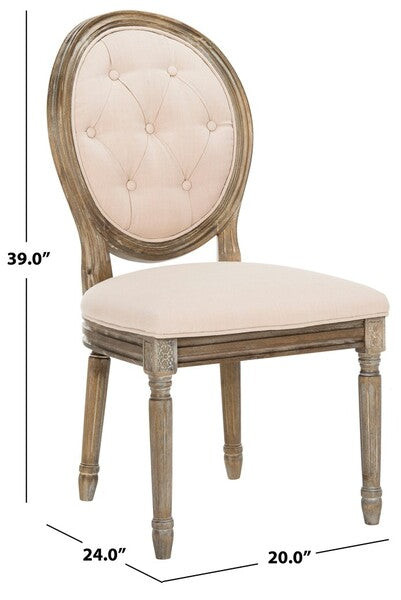 Holloway Tufted Oval Dining Chair in Rustic Oak with Beige Upholstery (Set of 2)