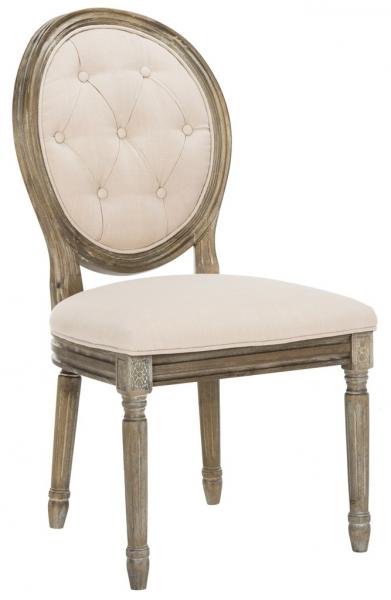Holloway Tufted Oval Dining Chair in Rustic Oak with Beige Upholstery (Set of 2)