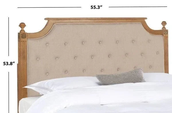 Safavieh Rustic Wood Taupe Tufted Linen Headboard