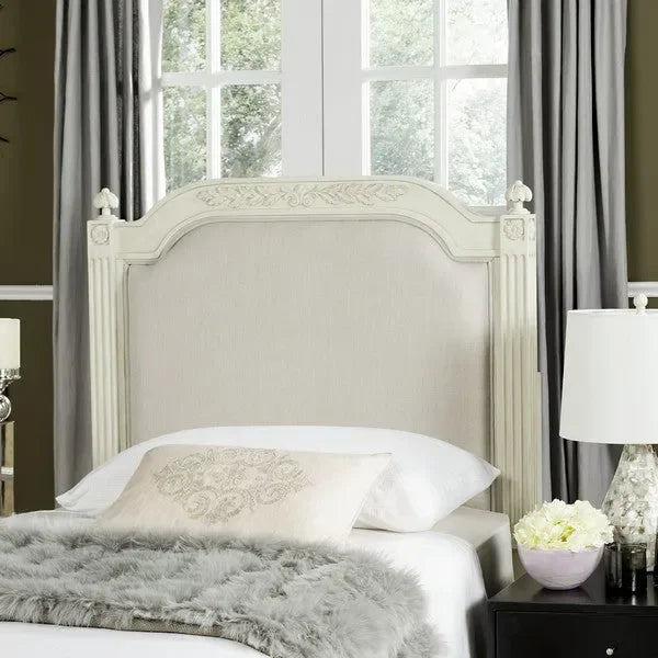 Antique Beige Wood Linen Headboard - The Mayfair Hall