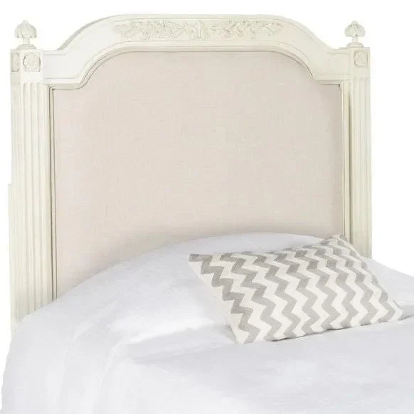 Antique Beige Wood Linen Headboard - The Mayfair Hall