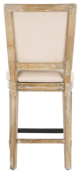 Buchanan Rectangle Counter Stool in Rustic Oak with Light Beige Upholstery (Set of 2)