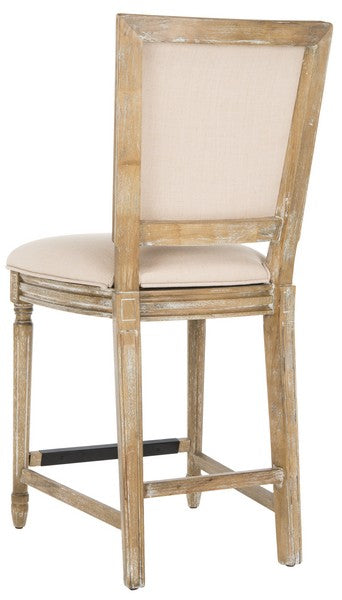 Buchanan Rectangle Counter Stool in Rustic Oak with Light Beige Upholstery (Set of 2)