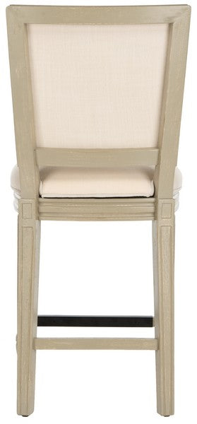Buchanan Rectangle Counter Stool in Rustic Gray with Light Beige Upholstery (Set of 2)