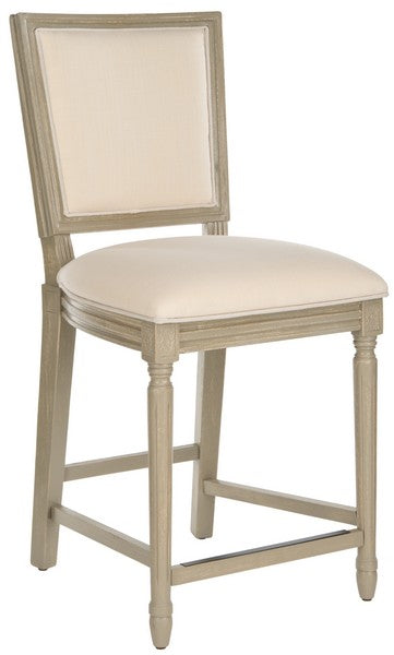 Buchanan Rectangle Counter Stool in Rustic Gray with Light Beige Upholstery (Set of 2)