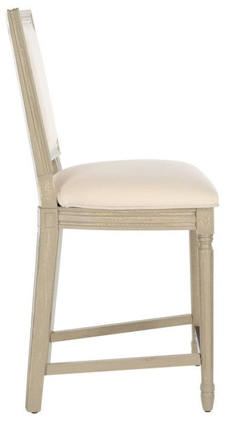 Buchanan Rectangle Counter Stool in Rustic Gray with Light Beige Upholstery (Set of 2)