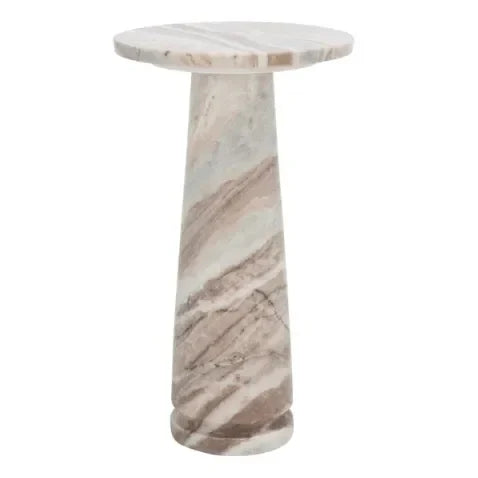 Valentia Marble Accent Table in White/Brown - The Mayfair Hall
