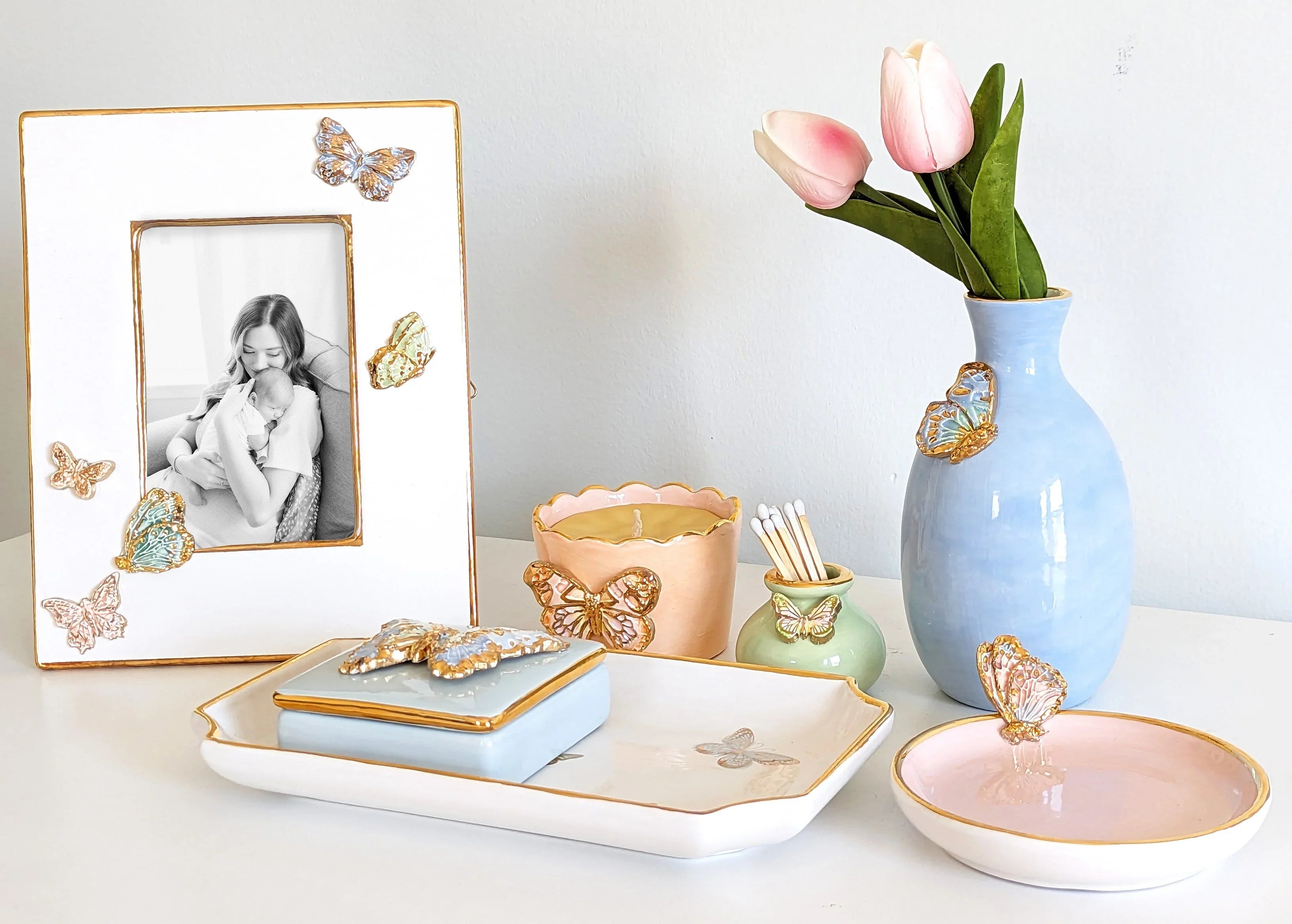 Gilded Butterflies Trays with 22K Gold Accent - The Mayfair Hall