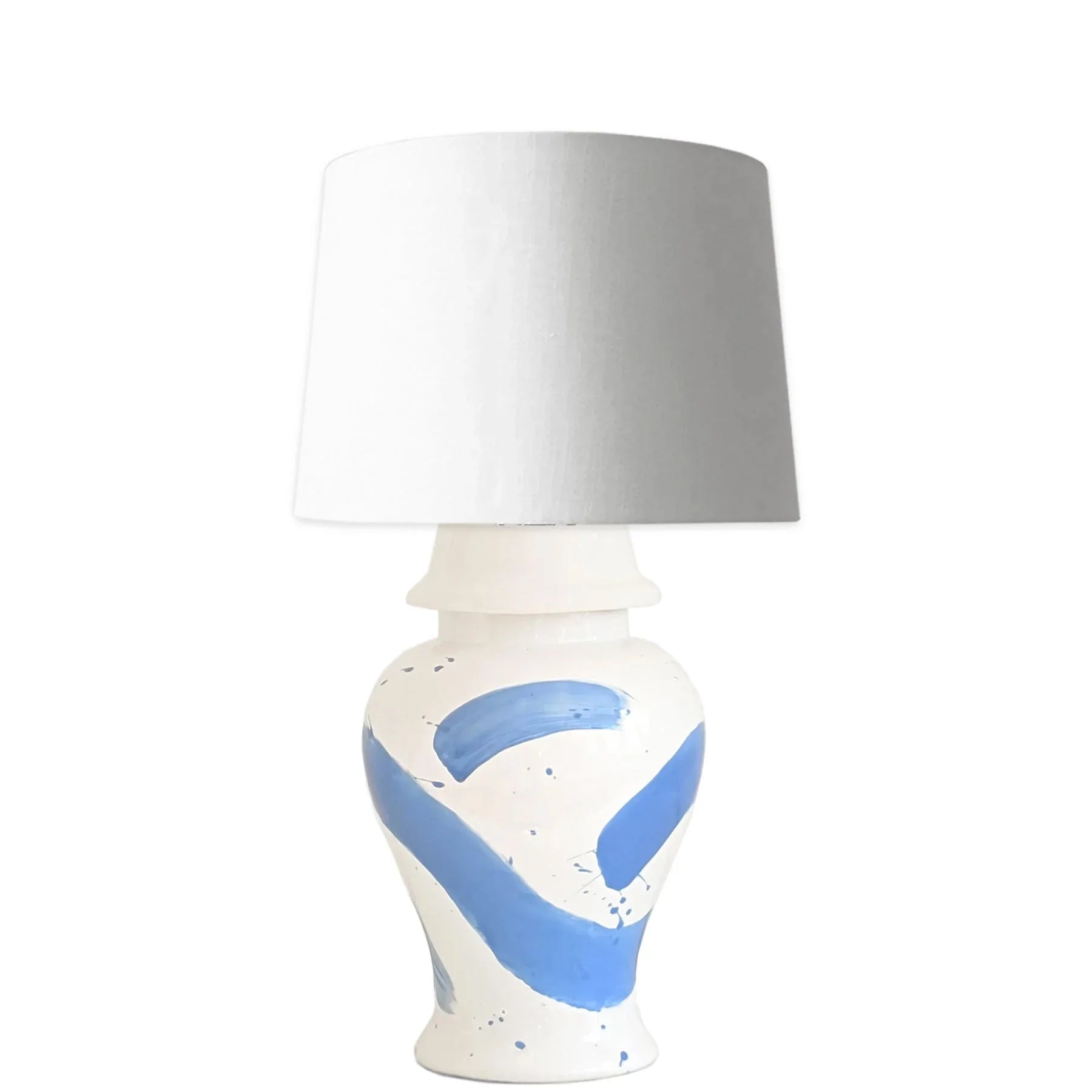 French Blue Brushstroke Ginger Jar Lamp - The Mayfair Hall