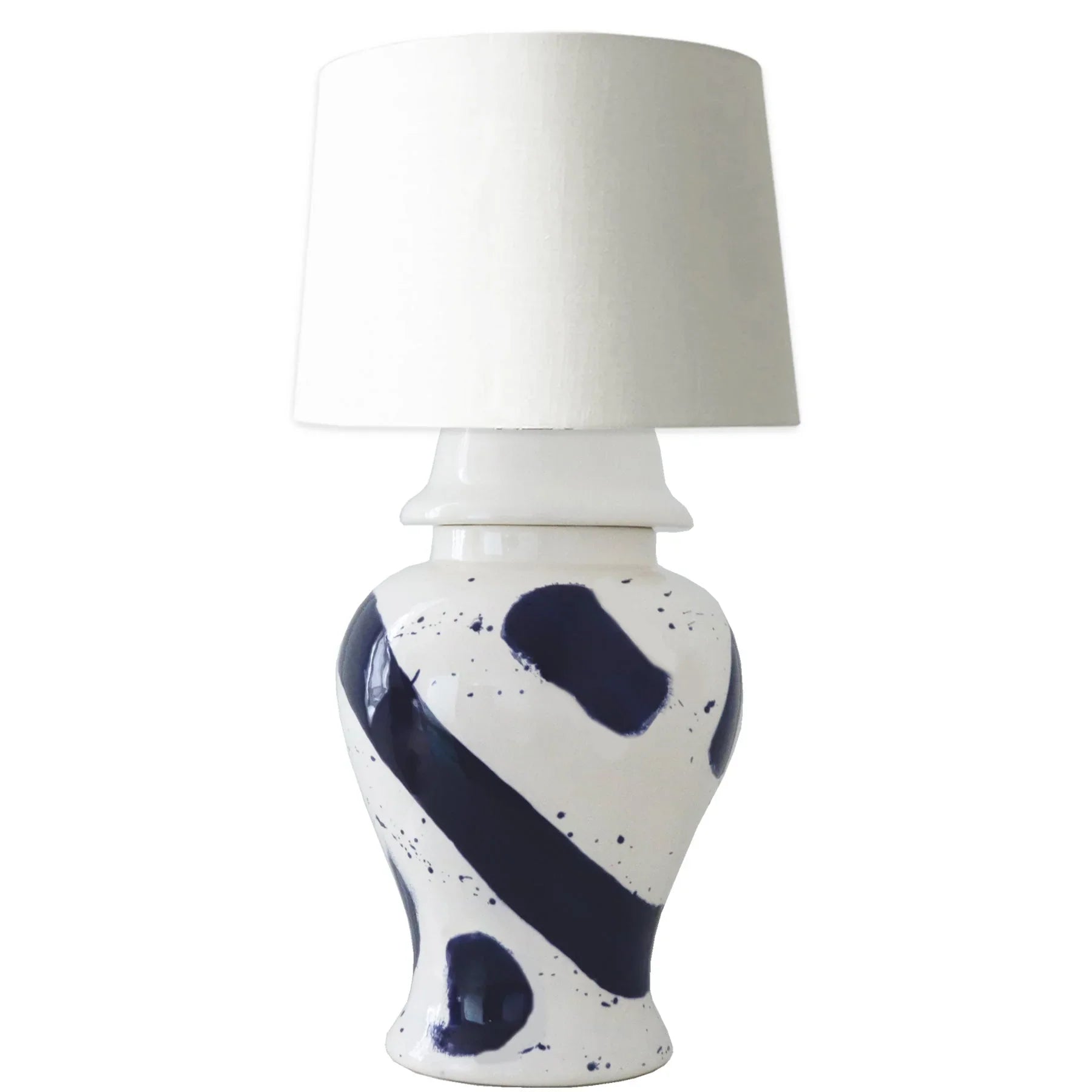 Navy Blue Brushstroke Ginger Jar Lamp - The Mayfair Hall